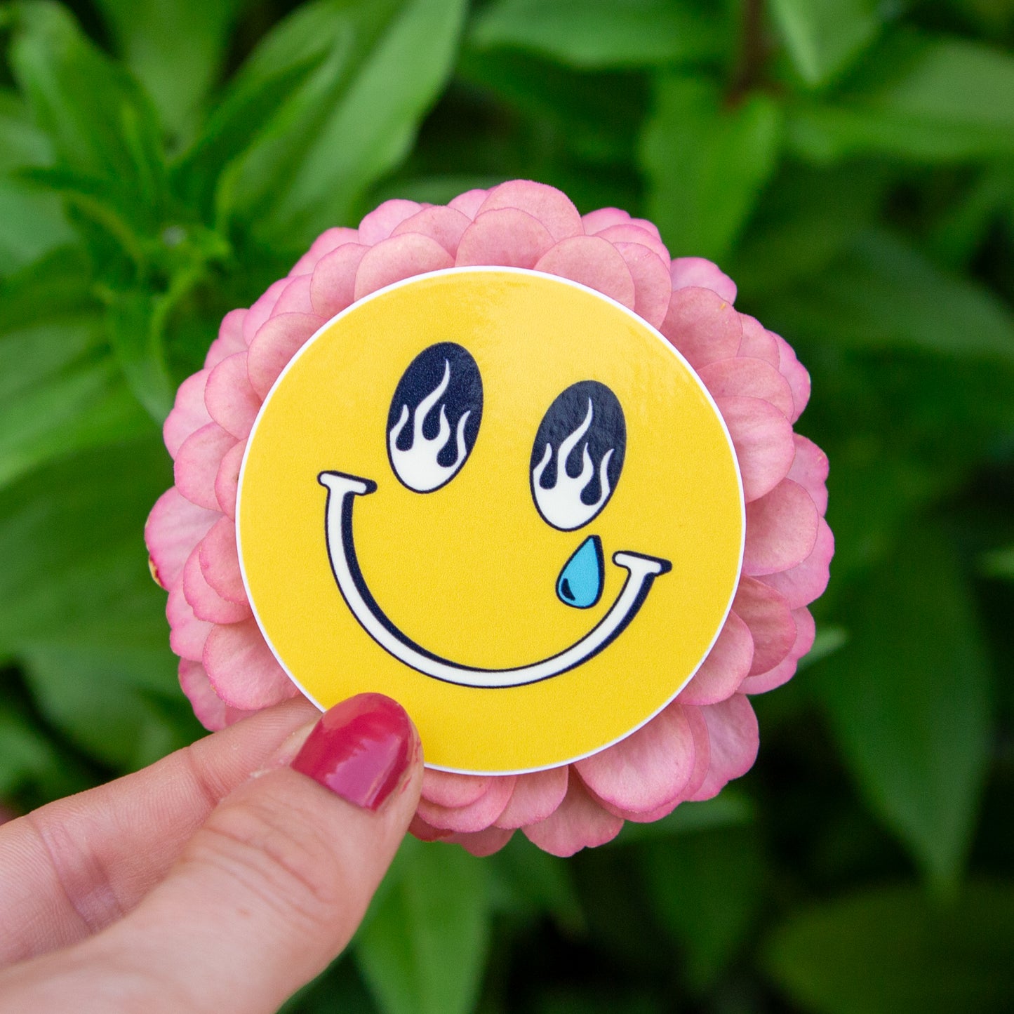 Yellow Smiley Face Weatherproof Sticker