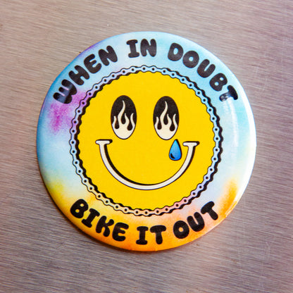 Smiley Biking Tie Dye Fridge Magnet