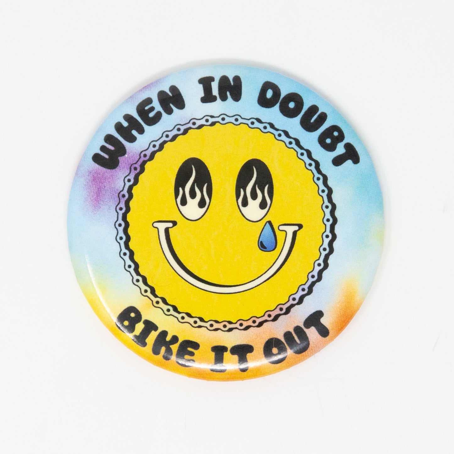 Smiley Biking Tie Dye Fridge Magnet